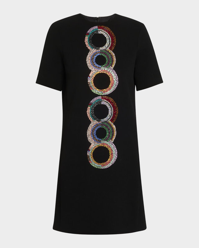 Sonia Crystal Short-Sleeve Shift Dress